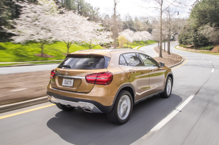 Driving 2019 Mercedes-Benz GLA 250 4MATIC from a rear right view